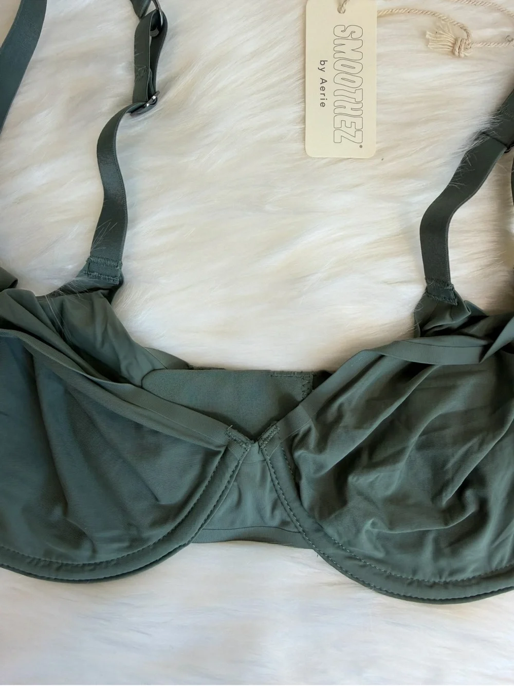NWT SMOOTHEZ by Aerie Unlined Mesh Full Coverage Underwire Bra Green Size 34D - Picture 5 of 14